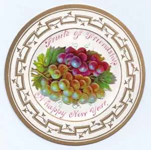 Images Dated 2nd December 2015: Grapes on a circular New Year card
