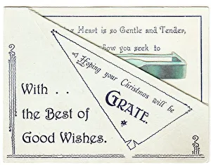 Grate with comic verse on a Christmas card