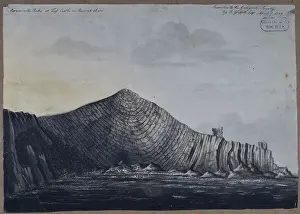 Griffiths Prints: Grauwacke rocks at Fass Castle in Berwickshire
