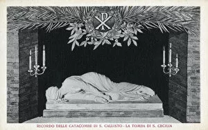 The grave of Saint Cecilia - Catacomb of Callixtus