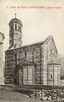 Como Prints: Gravedona, Italy - Lake Como - St. Maria del Tiglio Church
