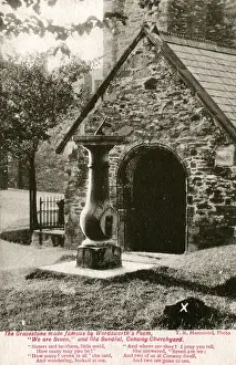 Sundial Prints: Gravestone & Old Sundial, The Churchyard, Conwy