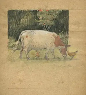 Grazing cow by Muriel Dawson