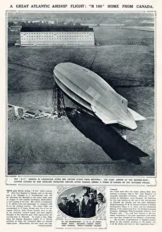 Voyages Prints: The great British R 100 arrived at Cardington after return flight from Montreal