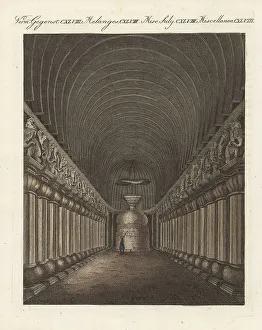 Poona Prints: Great Chaitya cave in the Karla Caves, Maharashtra