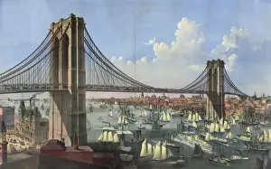 Cities Prints: The great East River suspension bridge--Connecting the citie