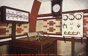 Brompton Collection: Great Northern, Piccadilly and Brompton Railway - Interior of the Signal cabin