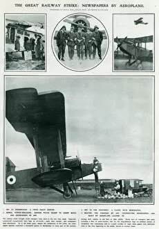 Images Dated 18th September 2017: Great railway strike, newspapers by aeroplane 1919