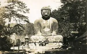Buddha Prints: Great statue of Buddha Daibutsu at Kamakura, Japan