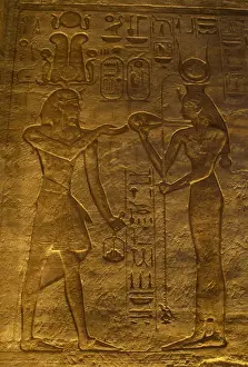 Archeological Prints: Great Temple of Ramses II. Relief depicting the pharaoh Rams