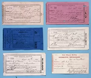 Hand Writing Collection: Six Great Western Railway tickets