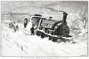 The Great Western Railways Flying Dutchman is derailed in heavy snow at Camborne