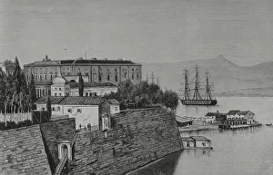 1882 Prints: Greece, Corfu island. Mon Repos Palace in Corfu Town