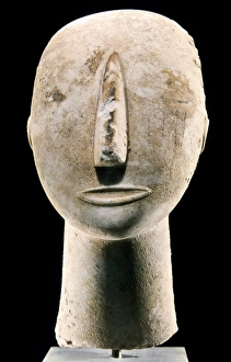 Greece. Cycladic civilization. 3rd millenium BC. Marble head Greece. Cycladic civilization. 3rd millenium BC. Marble head