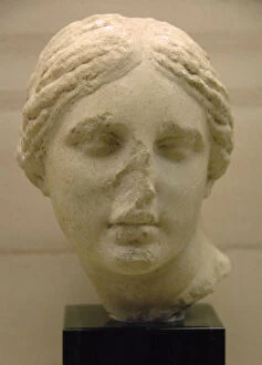 Aphrodite Collection: Greek Art. 4th century B. C. Marble head of Aphrodite