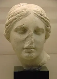 Olympia Prints: Greek Art. 4th century B. C. Marble head of Aphrodite