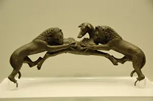 Devour Prints: Greek Art. 5th century B. C. Greece. Bronze bath handle depic