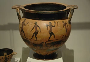 Images Dated 14th June 2007: Greek Art. Archaic period. Krater painted with scenes of men