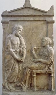 Stele Collection: Greek Art. Classic Period. Funerary stele of Ktesilaos and T
