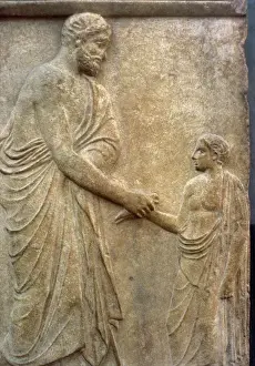 Funerary Prints: Greek Art. Classical Era. Grave stele dedicated to Philokles