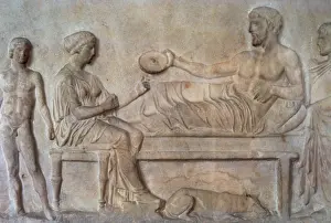 Greeks Prints: Greek art. Classical period. Grave stele. Relief. Funerary b
