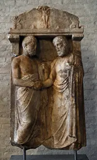 Goodbye Prints: Greek art. Grave relief of Artemon. About 350 B. C