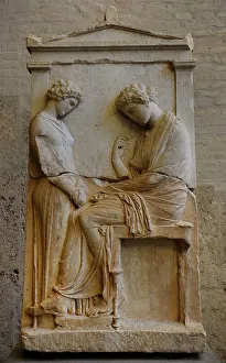 Greeks Prints: Greek art. Grave relief of Mnesarete. About 380 BC. Glyptoth