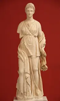 Deity Prints: Greek Art. Greece. Artemis statue carved in Parian marble