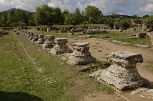 Olympia Prints: Greek Art. Leonidaion. Ionic capitals. Olympia. Greece