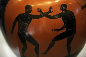 Contained Prints: Greek Art. Panathenaic amphore. Wessel painting. Wrestlers