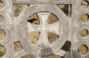 Images Dated 6th June 2007: Greek Art. Phidias Workshop ruins. Cross carved in stone. Ol