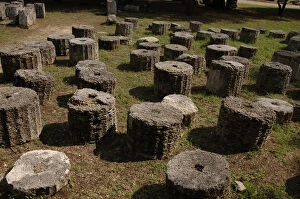Images Dated 6th June 2007: Greek Art. Remains of column shafts. Olympia. Greece