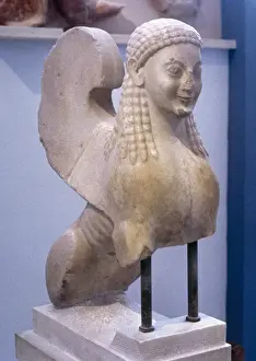 Sphinx Prints: Greek art. Sphinx. Marble. 550 BC. Acropolis Museum. Athens