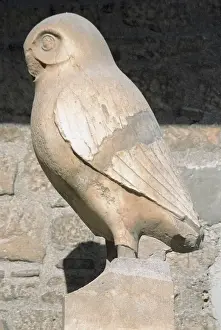 Wisdom Prints: Greek art. Statue of owl. Symbol city of Athens. Acropolis M