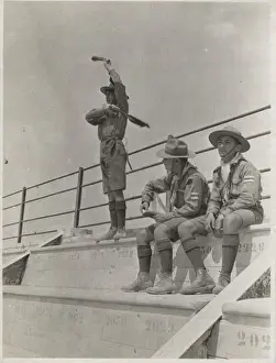 Signalling Prints: Greek boy scouts doing semaphore signals