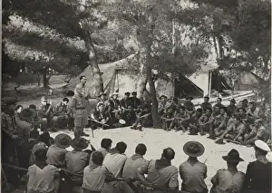 Greek boy scouts and leaders at camp