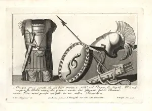 Greek breastplate and weapons