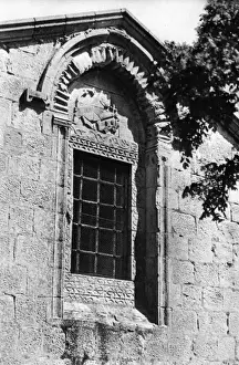 Gospels Prints: Greek church window, Nazareth, Northern Israel