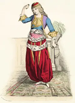 A Greek dancing girl in a costume and position that shows Turkish influence
