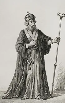 Vernier Prints: Greek Orthodox bishop. Engraving, 19th century