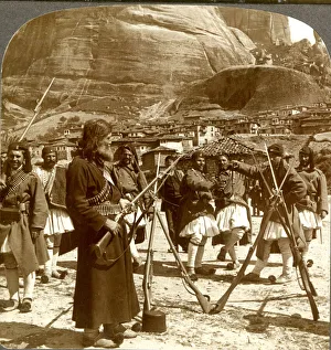 Underwood Prints: Greek Priest and Army preparing for war