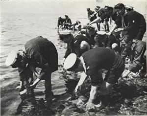 Greek sea scouts on the seashore