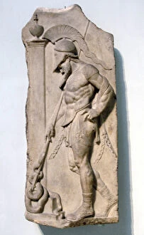 Stele Collection: Greek warrior. Hellenistic. 1st century BC. From Rhodes. Bri