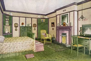 Fireplace Gallery: Green 1920S Bedroom