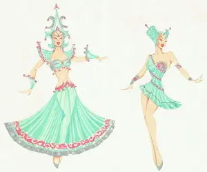 Murray's Cabaret Club Prints: Green Costume Tryptich - Murrays Cabaret Club Costume