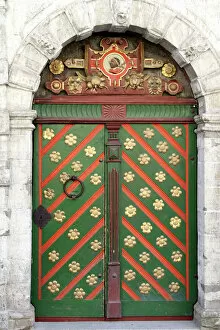 Doors Gallery: Green, gold and red decorated door