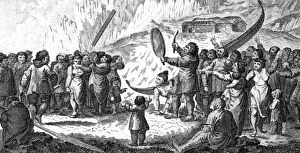 Images Dated 28th February 2012: Greenlanders singing combat, c. 1800