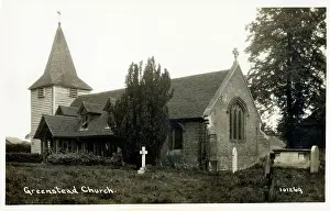 Churchyard Prints: Greensted, Essex - St. Andrew's Church - Wooden building