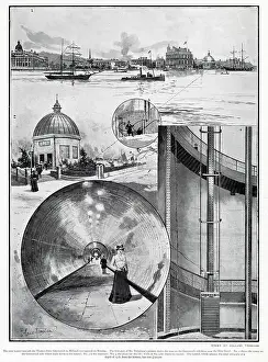 Tunnels Prints: Greenwich Foot Tunnel - Walking Beneath The Thames 1902