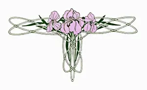 Swag Prints: Greetings Card Art Nouveau Lilac Flag Iris Flower Swag